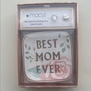 Macy's Gold Over Sterling Silver Heart Earrings with Floral Dish